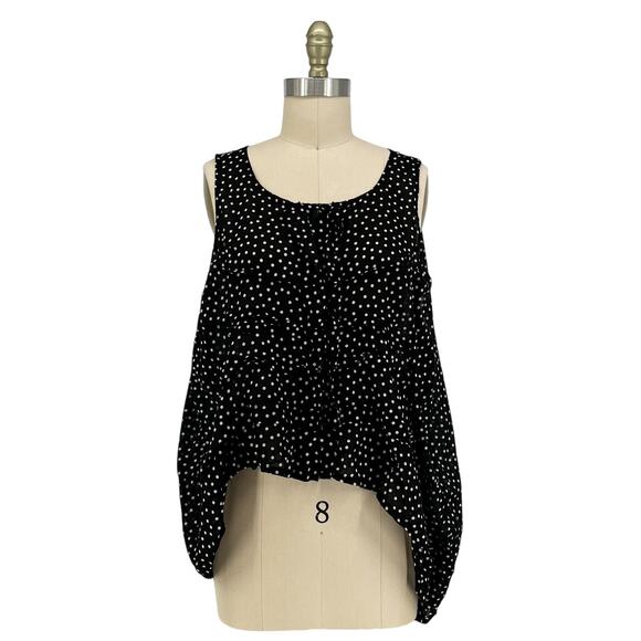 Krista Larson Asymmetrical Polka Dot Lagenlook Blouse Top One Size O/S